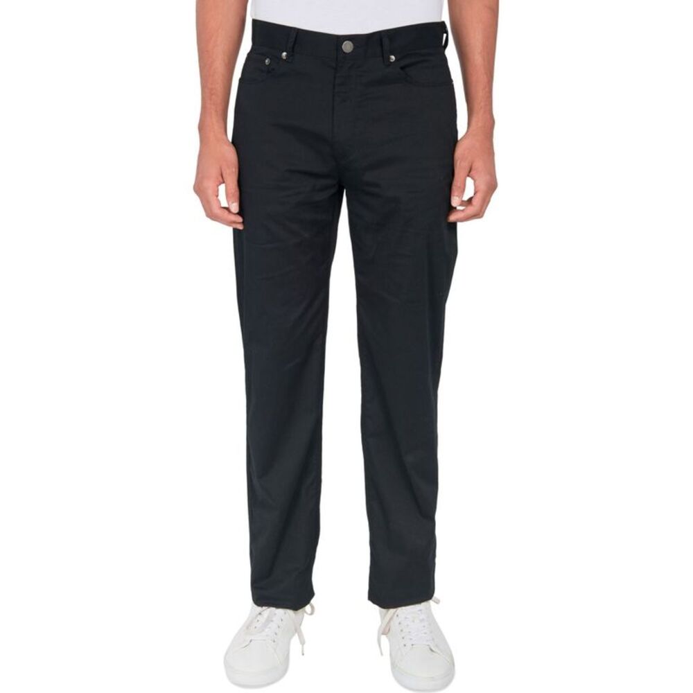 Society of Threads Mens Solid Straight Leg Casual Pants, Black, 32W x 32L, DM
